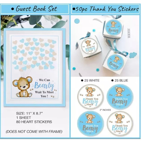 210 PC Teddy Bear Baby Shower Decorations supplies IT'S A BOY blue brown - Picture 3 of 9